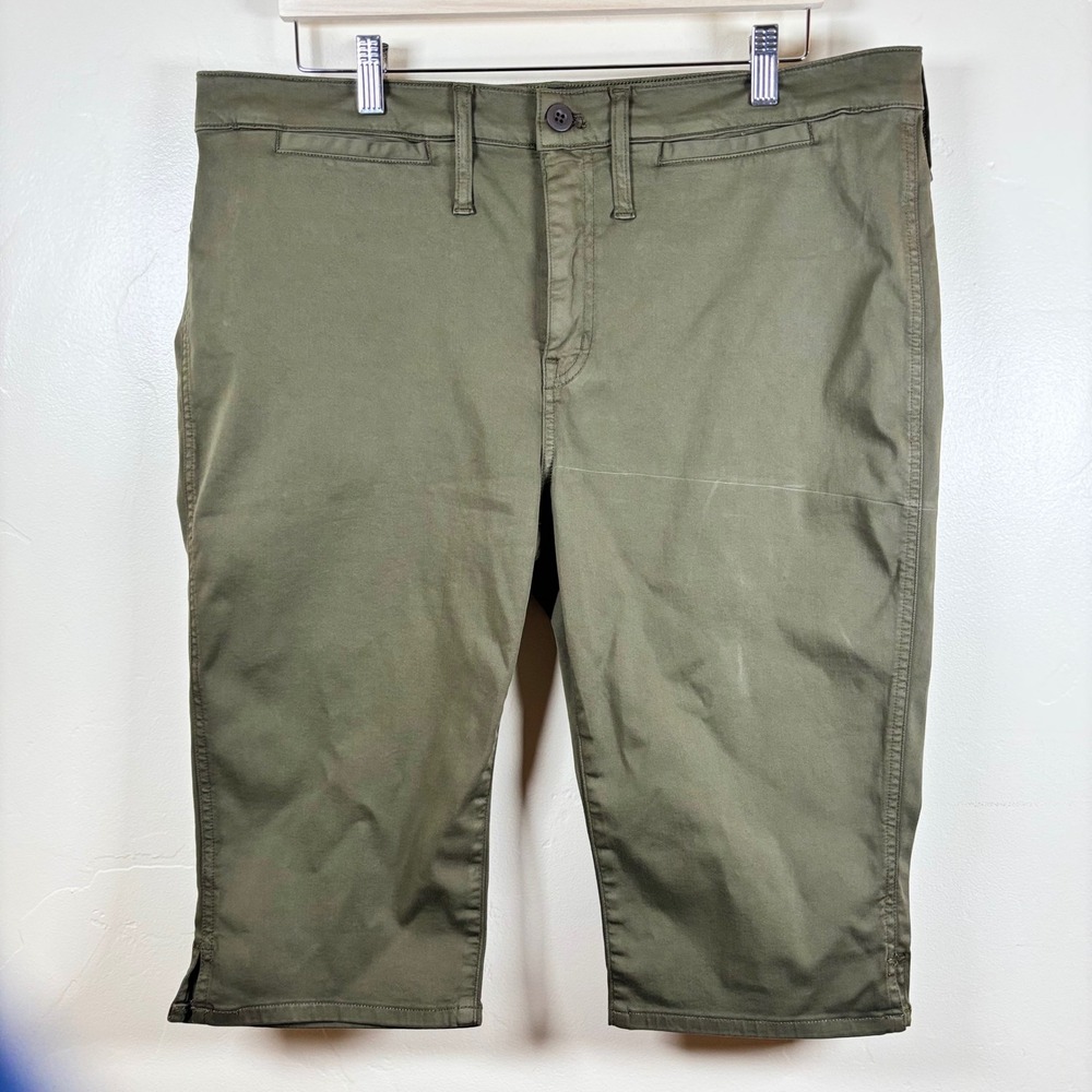 Madewell The 90s Capri Pant Sz 33 Faded Ivy Garment-Dyed Sateen Mid-Rise Stretch
